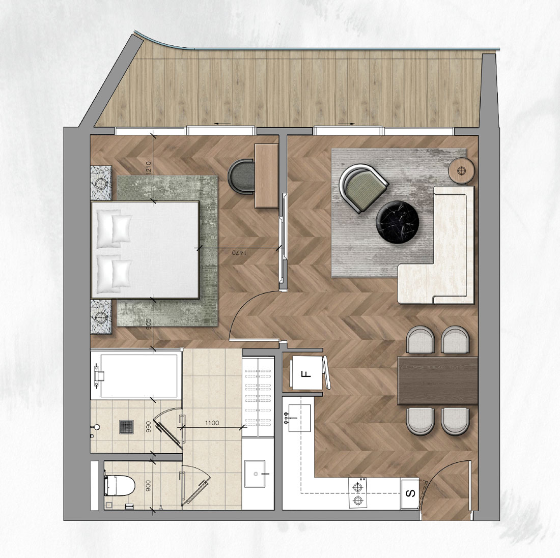 1BR (Unit Type 1A)_Nobu Residences Da Nang