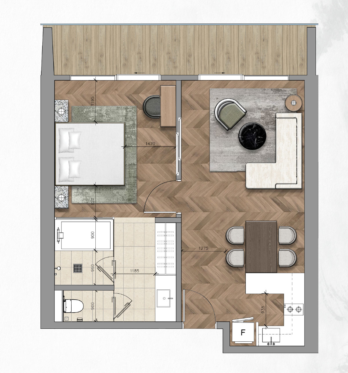 1BR (Unit Type 1B_ 1B M)_Nobu Residences Da Nang