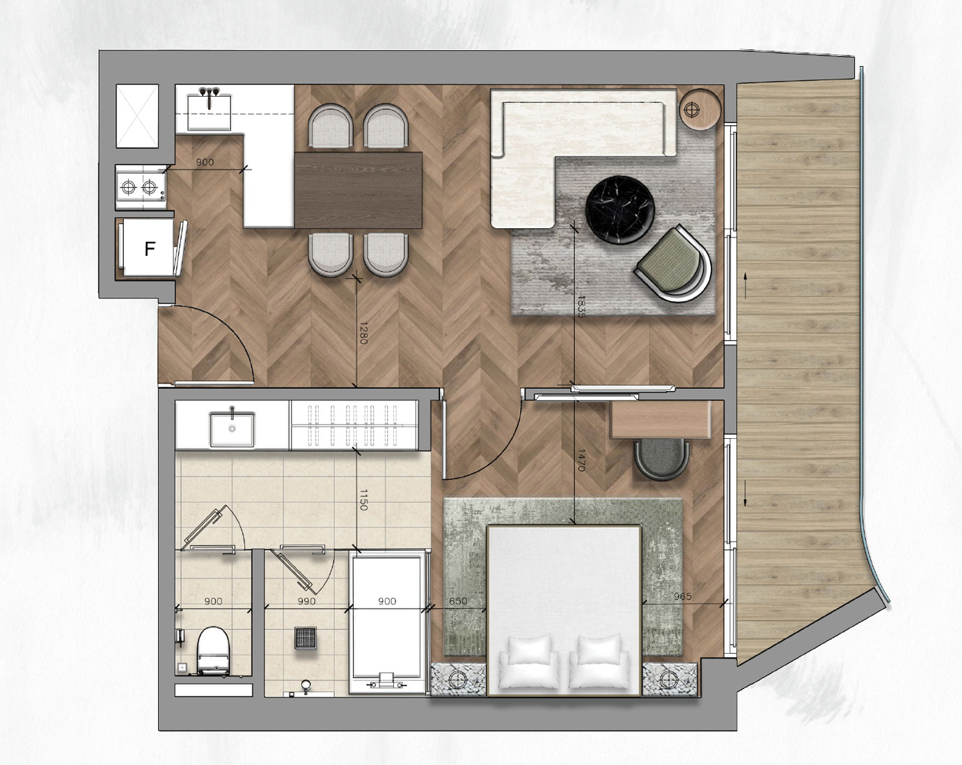 1BR (Unit Type 1E)_Nobu Residences Da Nang