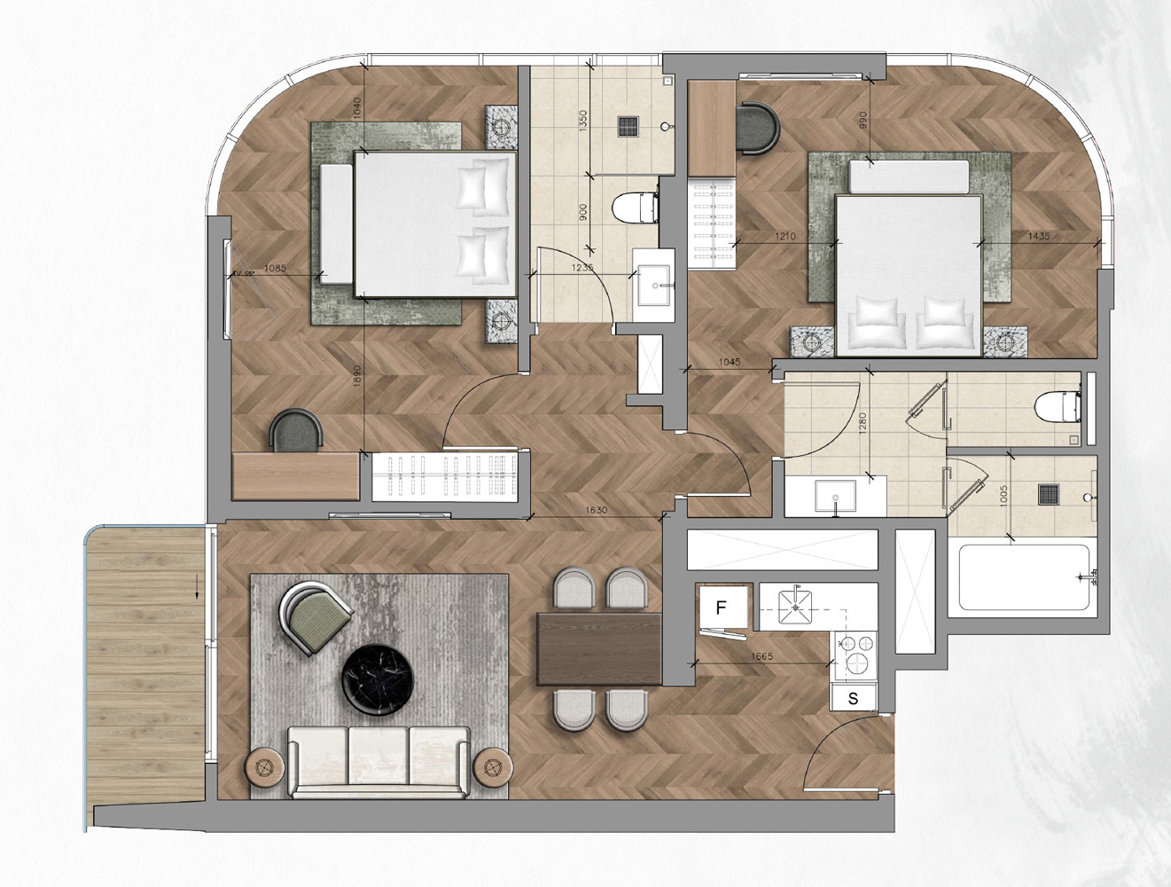 2BR (Unit Type 2B)_Nobu Residences Da Nang