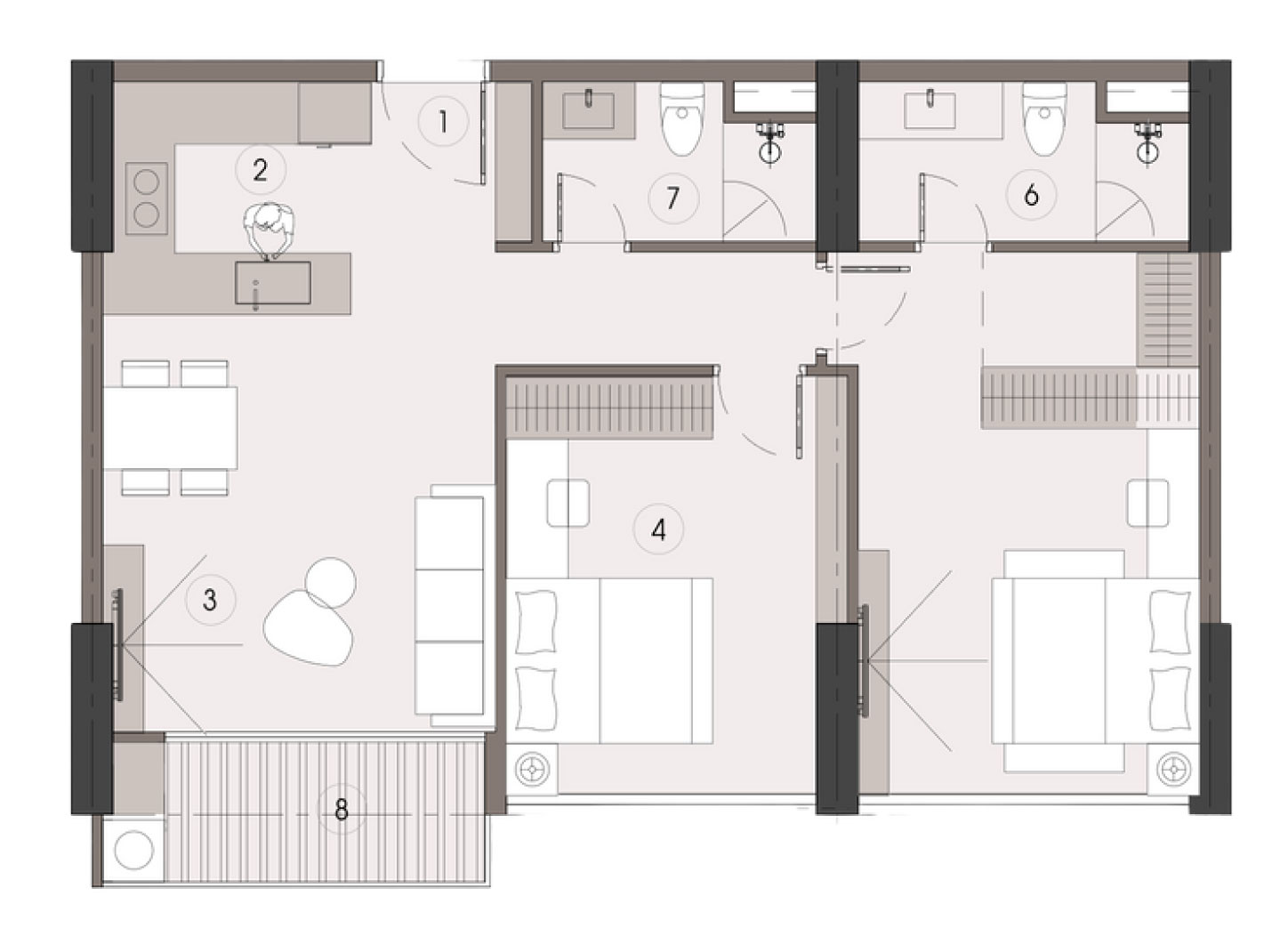 Layout Can Ho 2PN_Alumi Xuan Cau